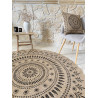 Tapis extérieur rond - 120cm - naturel - 100% polypropylène résistant aux UV - 1400 gr/m²