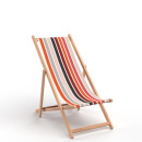 Lot de 2 chiliennes pliantes réglables - Structure hêtre toile 100 % coton amovible multicolore orange - GARLIN MANGUE ARTIGA
