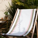 Lot de 2 chiliennes pliantes réglables - Structure hêtre toile 100 % coton amovible olive mangue