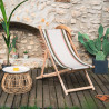 Lot de 2 chiliennes pliantes réglables - Structure hêtre toile 100 % coton amovible olive mangue