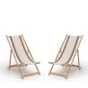 Lot de 2 chiliennes pliantes réglables - Structure hêtre toile 100 % coton amovible olive mangue