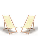 Lot de 2 chiliennes pliantes réglables - Structure hêtre toile 100 % coton amovible