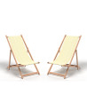 Lot de 2 chiliennes pliantes réglables - Structure hêtre toile 100 % coton amovible