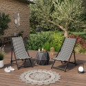 Lot de 2 chiliennes pliantes réglables - Structure bois noir toile 100 % coton amovible - SAUVELADE ECRU ARTIGA