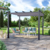 Tonnelle/Pergola aluminium 3x3m toile coulissante rétractable - Gris Anthracite - Hero