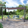 Tonnelle/Pergola aluminium 3x4m toile coulissante rétractable - Gris Taupe - Hero XL