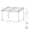 Tonnelle/Pergola mural en aluminium 3x4m toile coulissante rétractable - Gris
