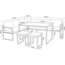 Salon de jardin en acier 8 personnes d'angle design - Gris Anthracite