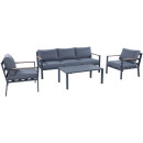 Avril Paris - Salon de jardin design en aluminium 5 Places -  Gris anthracite et naturel - MABILLON