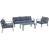 Avril Paris - Salon de jardin design en aluminium 5 Places -  Gris anthracite et naturel - MABILLON