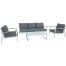 Salon de jardin en aluminium 5 places- blanc gris - extérieur