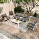 Salon de jardin en aluminium 5 places- blanc gris - extérieur