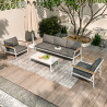 Salon de jardin en aluminium 5 places- blanc gris - extérieur
