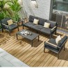 Salon de jardin design en aluminium 5 Places -  Gris anthracite et naturel - MABILLON
