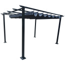 Tonnelle/Pergola en aluminium 3x4m toile coulissante rétractable - anthracite