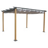 Tonnelle/Pergola en aluminium 3x4m toile coulissante rétractable - bois et gris