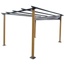 Tonnelle/Pergola en aluminium 3x4m toile coulissante rétractable - bois et gris - Hawai