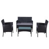 Salon de jardin résine tressée Noir/Gris - ensemble 4 places - Canapé + Fauteuil + Table