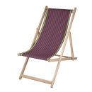 Lot de 2 chiliennes pliantes règlables - 100 % coton - bois hêtre - rouge
