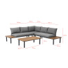 Salon de jardin d'angle en aluminium et bois - 5 places - Gris