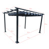 Tonnelle/Pergola en aluminium 3x4m toile coulissante rétractable - anthracite