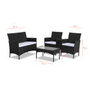 Salon de jardin résine tressée Noir/Ecru - ensemble 4 places - Canapé + Fauteuil + Table