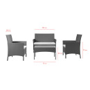 Salon de jardin résine tressée Gris/ecru - ensemble 4 places - Canapé + Fauteuil + Table