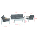 Salon de jardin en aluminium 5 places- blanc gris - extérieur