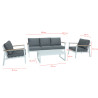 Salon de jardin en aluminium 5 places- blanc gris - extérieur