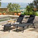 Lot de 2 transats inclinables et empilables - Anthracite