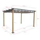 Tonnelle/Pergola en aluminium 3x4m toile coulissante rétractable - bois et gris