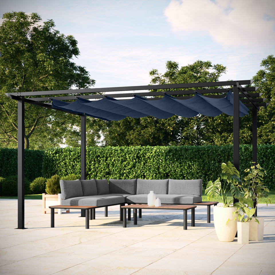 Tonnelle/Pergola en aluminium 3x4m toile coulissante rétractable - anthracite