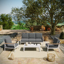 Salon de jardin en aluminium 5 places- blanc gris - extérieur