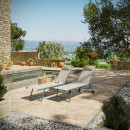 Lot de 2 transats inclinables et empilables - Vert Beige