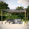 Tonnelle/Pergola en aluminium 3x4m toile coulissante rétractable - bois et gris