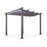 Tonnelle/Pergola aluminium 3x3m toile coulissante rétractable - Gris Anthracite - model Hero