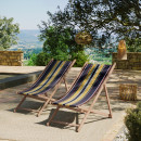 Lot de 2 chiliennes pliantes règlables - 100 % coton - bois hêtre - multicolore