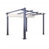 Tonnelle/Pergola aluminium 3x3m toile coulissante rétractable - Gris Taupe - model Hero