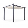 Tonnelle/Pergola aluminium 3x3m toile coulissante rétractable - Gris Taupe - model Hero