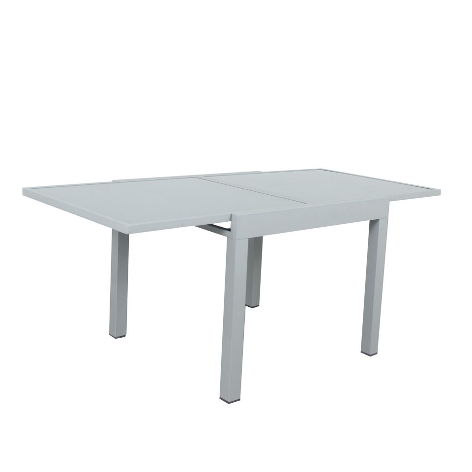 Table de jardin extensible aluminium/verre - 90/180cm - 8 places - Gris Argenté - BORA Table de jardin extensible aluminium/verre - 90/180cm - 8 places - Gris Argenté - BORA