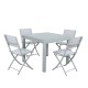 Table de jardin extensible aluminium/verre - 90/180cm - 8 places - Gris Argenté - BORA