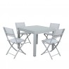 Table de jardin extensible aluminium/verre - 90/180cm - 8 places - Gris Argenté - BORA