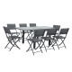 Table de jardin extensible aluminium/verre - 90/180cm - 8 places - Noir - BORA