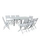 Table de jardin extensible aluminium/verre - 90/180cm - 8 places - Gris Argenté - BORA