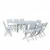 Table de jardin extensible aluminium/verre - 90/180cm - 8 places - Gris Argenté - BORA