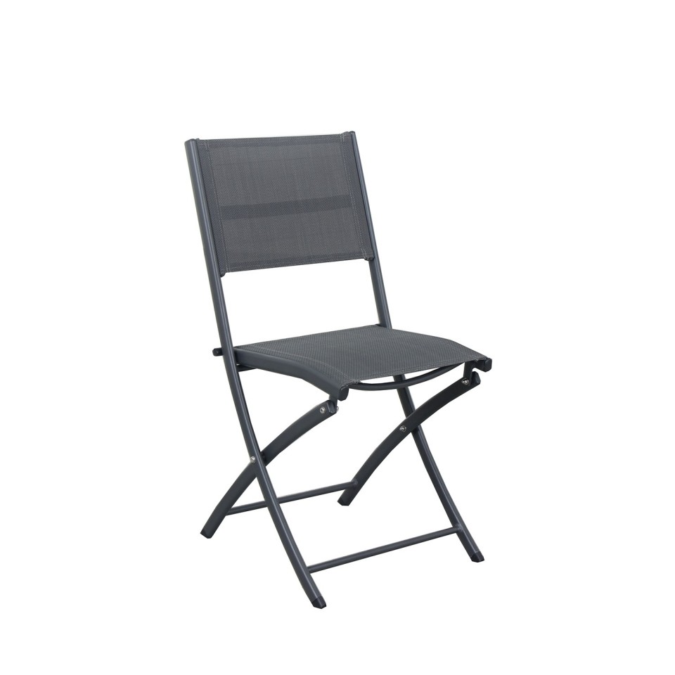 4 chaises pliables aluminium textilène - gris anthracite - BORA 4 chaises pliables aluminium textilène - gris anthracite - BORA