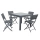 4 chaises pliables aluminium textilène - gris anthracite - BORA