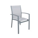 Lot de 2 Fauteuils empilables aluminium en textilène- Gris-ANDRA Lot de 2 Fauteuils empilables aluminium en textilène- Gris-ANDRA