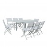 Table de jardin extensible aluminium 90/180cm  + 8 Chaises pliables textilène gris - BORA