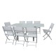 Table de jardin extensible aluminium 90/180cm  + 8 Chaises pliables textilène gris - BORA
